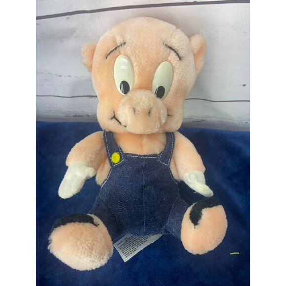 Vintage PORKY PIG Plush Toy 1993 24K Co Plush 90s‎ Vtg Looney Toons Stuffed Pig - Picture 1 of 7